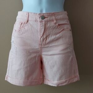 Epic Threads Denim Shorts distressed cuffed hem - blush pink - size 14